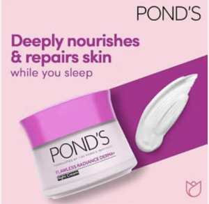 PONDS Flawless Radiance Dermal Night Cream deeply nourishes and repairs skin while you sleep. 50grams