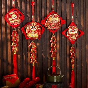2025 CNY Wall Pendants Fire Cracker The Wealth God Hanging Decorations 3D Cute Cartoon Chinese New Year Pendant Snake Year Party Decor