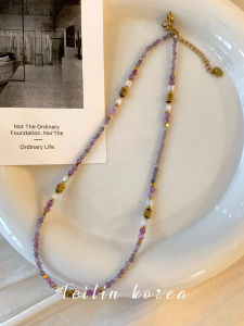 Purple Beaded Natural Stone Necklace Pearl Choker Womens Fashion Jewelry Stackable Elegant Fresh out Korean Style Accessories