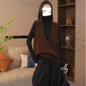 Slimming Solid Color Knitted Vest Womens plus Size Fashionable Retro Style Autumn New Arrival Simple Design Comfortable Fit Top