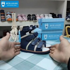 Ortoluckland Baby Sandals Boys Children High Cut Straps Orthopedic Walking Shoes Professinal Clubfoot Footwear With Arch Support Insole