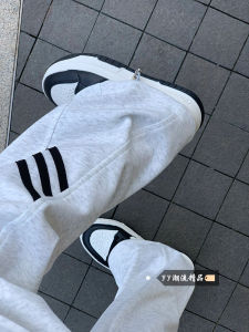 Pure Cotton Casual Sweatpants Womens Loose BF Lazy Style American Stripe Sports Cuffed Long Trousers High Waist Elastic