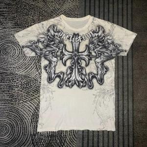 Fashionable mens summer personalized skull print soft and breathable round neck T-shirt outdoor street style top