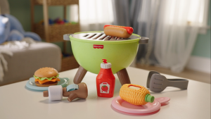 Fisher-Price Friendship Forest Activity Grill Pretend Food Play Set For Toddlers & Kids 14 Pieces