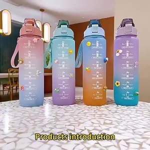 BPA Free 900ML Sports Water Bottle with Time Marker Leak-proof Cup Motivational Portable Water bottle for Outdoor Sport Fitness