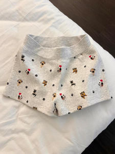 กางเกงขาสั้นพิมพ์ลายสุนัขลายการ์ตูนน่ารักสำหรับผู้หญิง กางเกงขายาวทรงสลิมฟิตเอวสูง กางเกงขายาวลำลองสำหรับเดินเล่นในบ้าน กางเกงขายาวสำหรับใส่ไปทำงาน