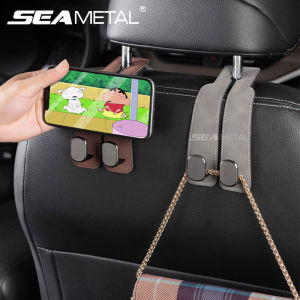 SEAMETAL ตะขอแขวนกระเป๋า อเนกประสงค์ สีดํา สําหรับติดพนักพิงศีรษะรถยนต์ ตะขอแขวนกระเป๋าถือ