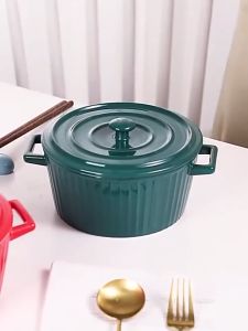 🔥FAST SHIPPING🔥 Nordic Style Ceramic Pot With Lid Handle Kitchen Tableware