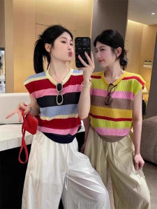 chaqi | Colorful Striped Sleeveless Womens Top Fashionable Dopaamine Style Summer New Arrival Unique Beautiful Anti-Aging Trendy