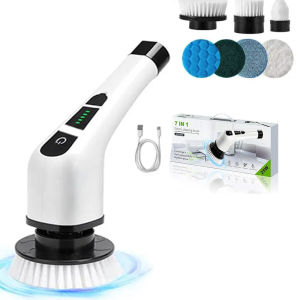 Cordless Power Scrubber 7 In 1 Multipurpose Electric Spin Cleaner with 7 Replacement Brush Heads Rotatable for Bathroom Tub Tile