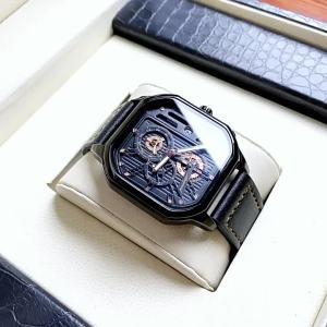 Swiss Brand New Multifunctional Mens Watch Leather Strap Quartz Wristwatch