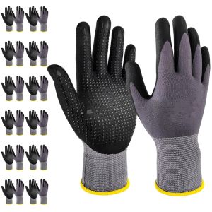 MicroFoam Nitrile Coated Work Gloves Dot Grip Seamless Knit Safety & Security Gloves for Men Women Gardening Industrial Assembly