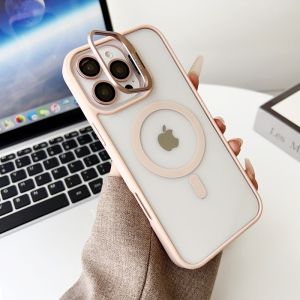 16Promax Phone Case with Lens Support New 15Plus Color Edge Transparent 14Magnetic Attraction Point Case 13ProMax Full Cover Anti-Fall 12Includes Lens Film 17Girls