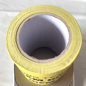 1 Cuộn băng keo cảnh báo cáp ngầm điện lực rộng 15cm dài 100 mét - vàng đen- Shop Út Lớn