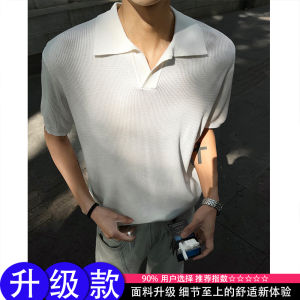 Áo Thun Nam Tay Ngắn Màu Đen Dệt Kim Phong Cách Mỹ Nặng Nề Cleanfit Light Maturity POLO Áo Thun Nam Mùa Hè Thường Ngày