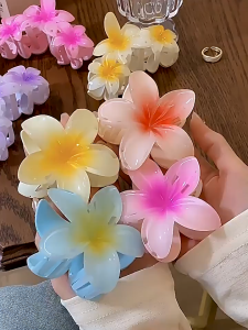 Unimese 8Cm Jepit Rambut Jedai Motif Bunga Kamboja  Warna Macarons Untuk Harian