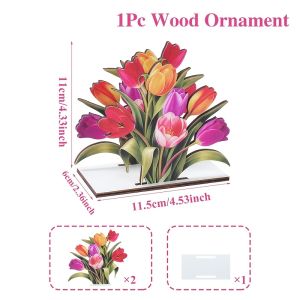 Tulip-Themed Wooden Napkin Holder Chatter-Filled Party Table Organizer for Restaurant Wedding Table Decoration