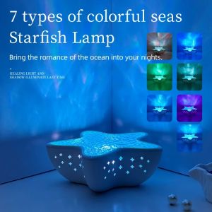 Starfish Led Projector Nightlight Northern Lights Rehcargeable RGB Romantic Ambient Lighting Mood Light Desk Bedroom Party Decor