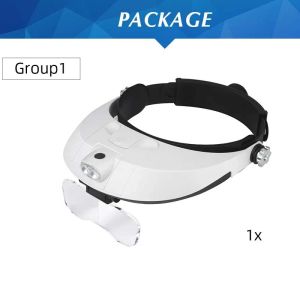 Head Mounted Magnifying Glass with LED Light Hands-Free Magnifier Glasses for Jewelry Watch Repair Precision Work Reading Tasks