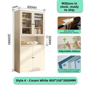 Dustproof Stylish Steel Bookcase Storage Cabinet