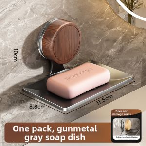 Wall Mounted Drill-Free Soap Holder with Drip Tray