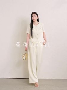Plus Size Elegant Short Sleeve Top High Waist Wide Leg Pants Set