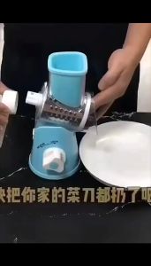 Rotary Grater 3 Sharp Drums Round Tumbling Box Grinder Sharpper Food Blades Shredder Meat Chopper
