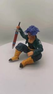 Bandai | 10cm Trunks Action Figure Anime Super Saiyan Sitting Position Torankusu Figurine Doll Statue Ornaments PVC Model Toy