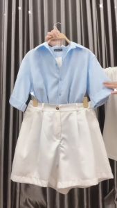 Áo kiểu big size nữ Áo sơ mi bigsize nữ tay ngắn kiểu xẻ lưng có cúc AT10