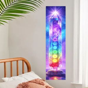 VIKAMA Crystal Chakra Tấm Thảm Dọc Psychedelic Bohemian Zen Treo Tường Cho Phòng Ngủ Yoga Trang Trí Nhà Vải Polyester