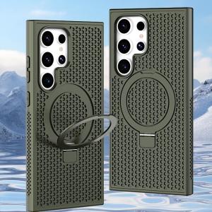 Simple Pure Color Stand Heat Dissipation Cover Compatible with Samsung Galaxy S24 Series S24 Ultra S24+ Personalized S23FE/S23PLUS Full Cover S22/S22 Ultra Anti-slip Protective Case