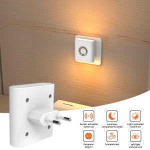220V EU Plug in LED Night Light Motion Sensor Wall Lamp Up and Down Glowing Warm White Ambient Light for Stairs Bedrooms Hallway