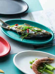 Elegant Ceramic Fish Plate Matte Colorful Nordic Style Steamed Fish Dish Lightweight Oval Shape Home Use Dining Utensils
