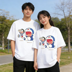 52TOYS | 2026 Summer Doraemons Cartoon Printed Short Sleeve Pure Cotton T-shirt Couple Tees Classic Casual Family Matching Outfits Tops