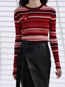 QINGNAER | Design Stylish Red Stripe Knitwear