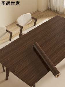 Walnut Color Desktop Stickers Waterproof Self-Adhesive Office Table Desk Cabinet Furniture Renovation Wood Grain Table Stickers Thickened