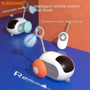 Kebidumei Remote Smart Cat Toy Active Rolling Car with Replaceable Car Rechargeable Wicked Car for Indoor Cats/Kitten Small Dogs