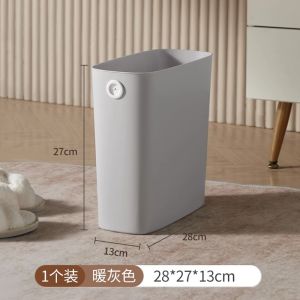 Large Capacity Bathroom Trash Can for Home Toilet Use Narrow Space Storage Bin Bedroom Living Room round Barrel Shape Plastic