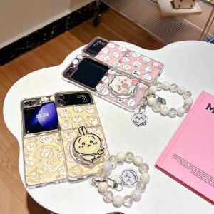 เคสโทรศัพท์แบบพับได้ดูดซับแม่เหล็กใสสำหรับ Samsung ZFlip7 Flip4 Cartoon พร้อมขาตั้ง ป้องกันการตกหล่น รุ่นใหม่ Magsafe
