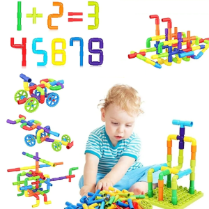 48/96pcs Pipeline Building Blocks Children Kids DIY Assembling Tunnel Model Tube Construction Toys