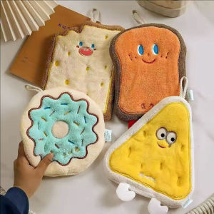 YESPERY ผ้าขนหนูเช็ดมือการ์ตูนสำหรับแขวนผ้าเช็ดตัวนุ่มดูดซับชีสโทสต์ผ้าแขวนอุปกรณ์ผ้าเช็ดตัวห้องน้ำของใช้ในครัว