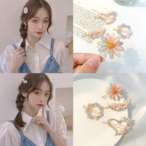 Korean Version of Color Diamond Flower Hairpin Geometric Fashion Diamond Cute Frog Clip Girls