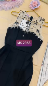 MyDu Shop | MS 2365 Đầm Ôm Dự Tiệc – Thun Co Giãn Cúp Ngực Lưới Đính Hạt Nữ Tính