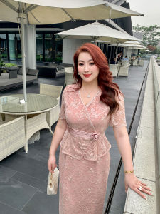 GLEC | Vintage Style Large Size Womens Dress Lace Brocade Pearl Trim