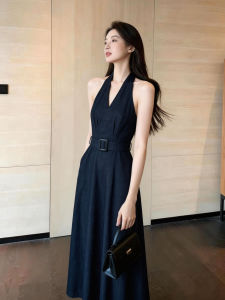 DANTING | Elegant Slimming Blue Neck-Hanging Dress