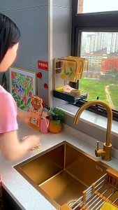PVN85136 Giá Treo Giẻ Rửa Bát Gác Bồn Rửa Kệ Treo Khăn Lau Có Khay Hứng Nước Tiện Lợi