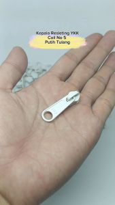 Kepala Resleting Kepala Zipper YKK Warna Putih Tulang Type Gigi Halus Coil Harga Per Lusin 12 Pcs