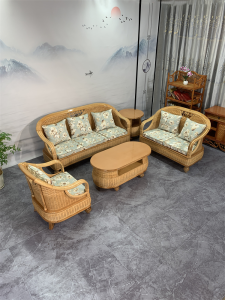 Natural Vine Sofa Set of Five for Living Room Traditional Guangdong Fushan Vine Chair for Three Persons Small Household Bamboo Furniture