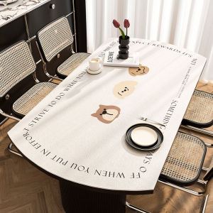 Oval Dining Table Mat Non-Wash Waterproof Oil-Proof Heat-Resistant Luxury Leather Foldable round Coffee Table Tea Table Mat