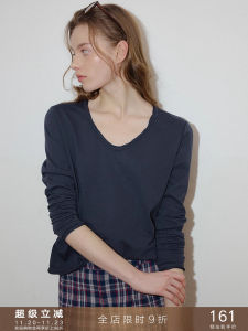 เสื้อยืดคอกว้างแขนยาวผ้าคอตตอนน้ำแข็งธรรมชาติ Popchrio ทรงหลวมสบาย ๆ สำหรับผู้หญิงในฤดูใบไม้ผลิและฤดูร้อน